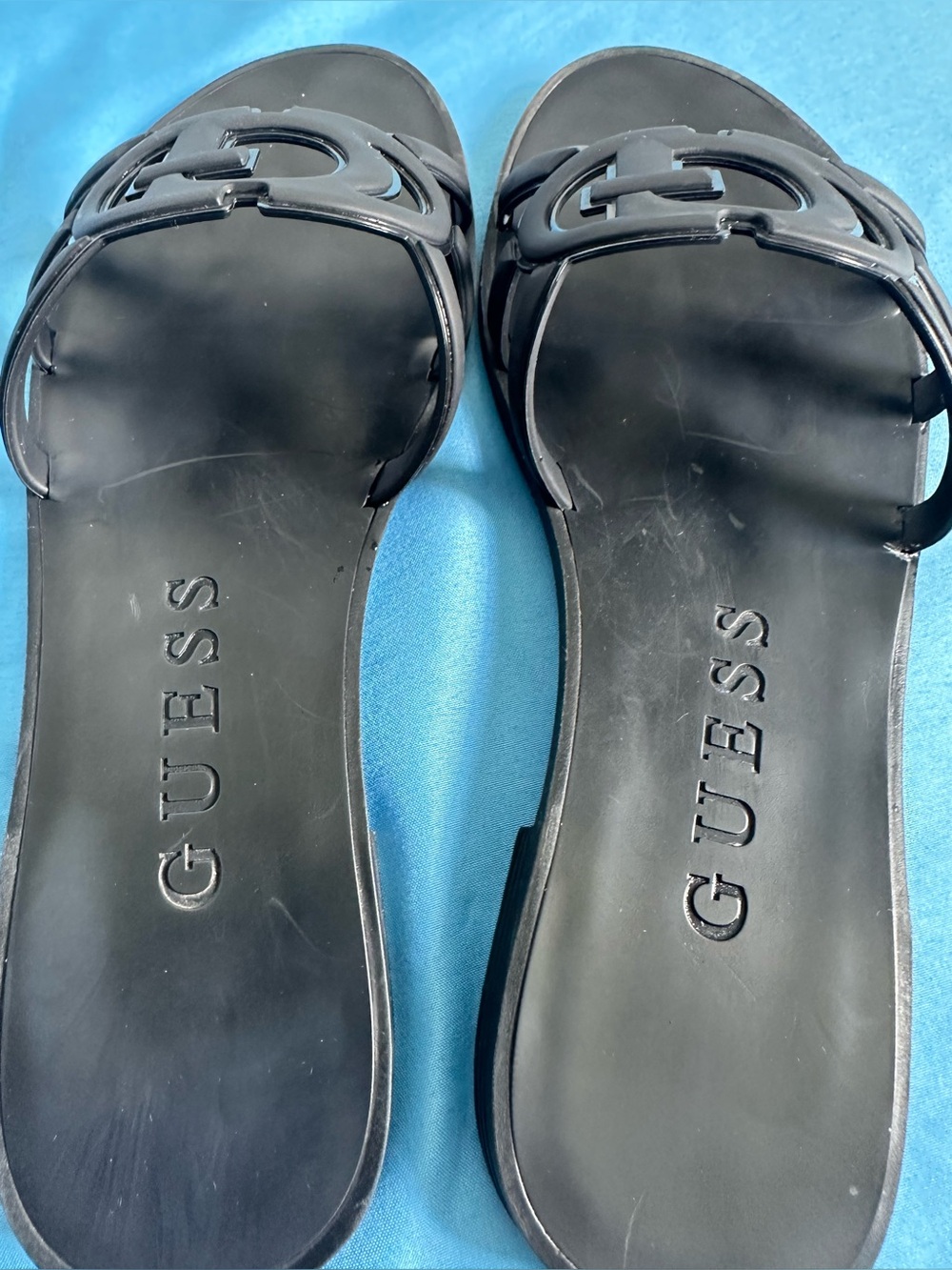 GUESS Women's Black Slide Sandal with Logo Accent size 8M - Picture 9 of 10